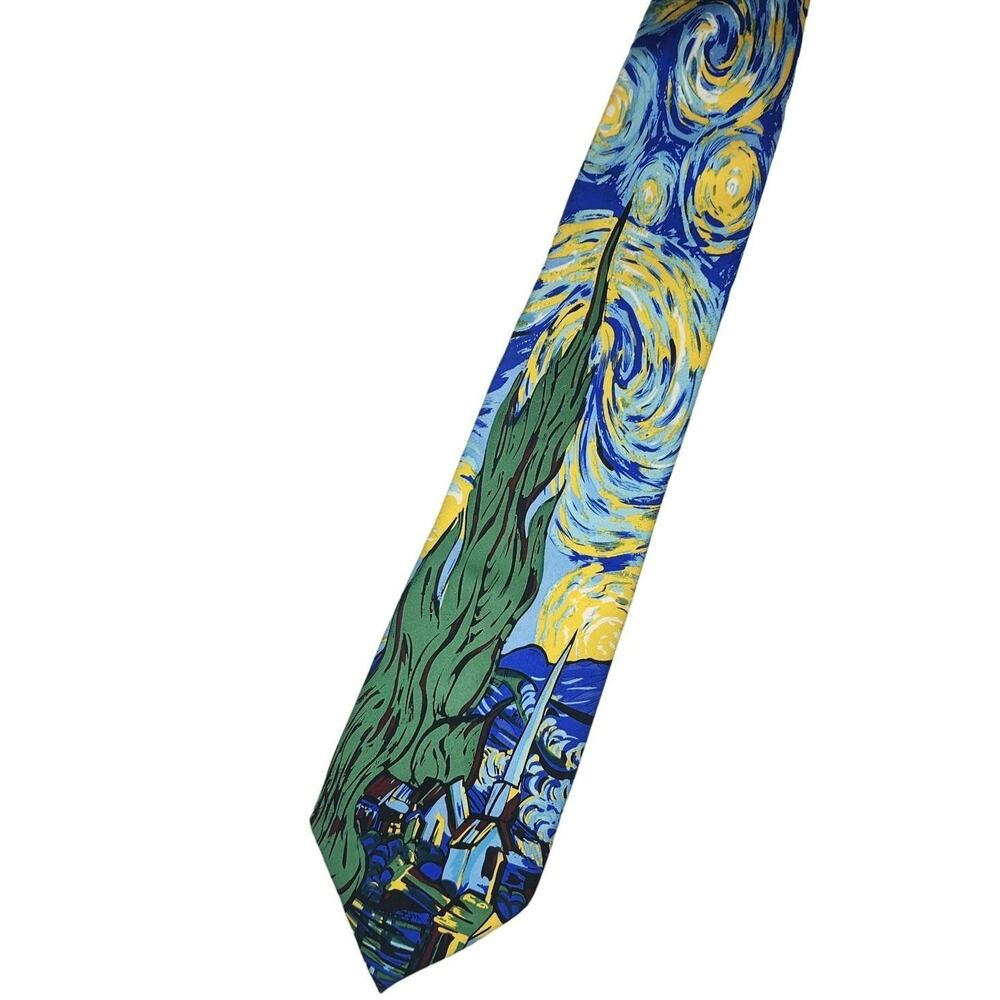 Vintage Wild Ties Mens Necktie All Silk Vincent Van Gogh Starry Night 2 Rare HTF - Picture 3 of 6